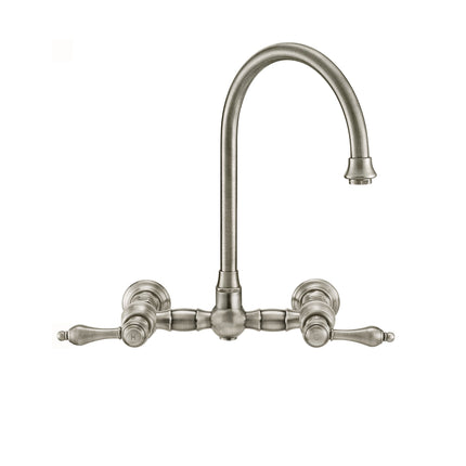 Whitehaus Vintage Iii Plus Wall Mount Faucet With A Long Gooseneck Swivel Spout - WHKWLV3-9301-NT-BN Whitehaus