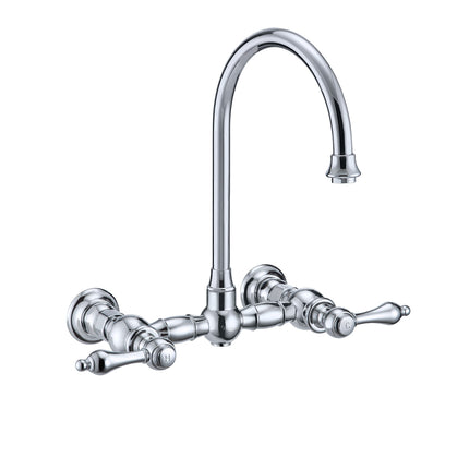Whitehaus Vintage Iii Plus Wall Mount Faucet With A Long Gooseneck Swivel Spout - WHKWLV3-9301-NT-C Whitehaus
