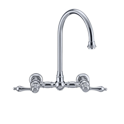 Whitehaus Vintage Iii Plus Wall Mount Faucet With A Long Gooseneck Swivel Spout - WHKWLV3-9301-NT-C Whitehaus