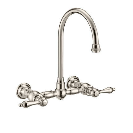 Whitehaus Vintage Iii Plus Wall Mount Faucet With A Long Gooseneck Swivel Spout - WHKWLV3-9301-NT-PN Whitehaus
