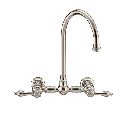 Whitehaus Vintage Iii Plus Wall Mount Faucet With A Long Gooseneck Swivel Spout - WHKWLV3-9301-NT-PN Whitehaus