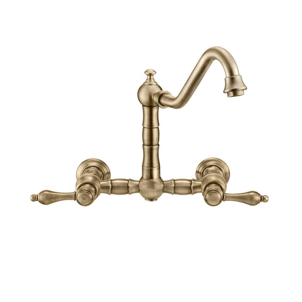Whitehaus Vintage Iii Plus Wall Mount Faucet With A Long Gooseneck Swivel Spout - WHKWLV3-9402-NT-AB Whitehaus