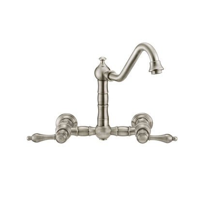 Whitehaus Vintage Iii Plus Wall Mount Faucet With A Long Gooseneck Swivel Spout - WHKWLV3-9402-NT-BN Whitehaus