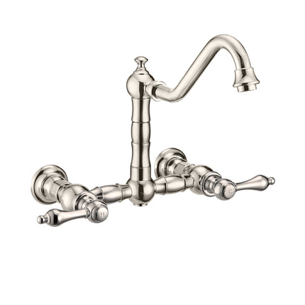 Whitehaus Vintage Iii Plus Wall Mount Faucet With A Long Gooseneck Swivel Spout - WHKWLV3-9402-NT-PN Whitehaus