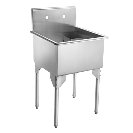 Whitehaus Pearlhaus Brushed Stainless Steel Small Square, Single Bowl Commerical Freestanding Utility Sink - WHLS2020-NP Whitehaus