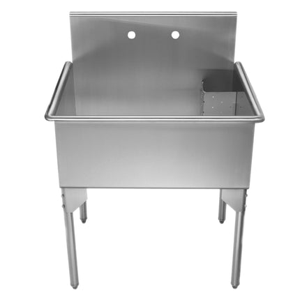 Whitehaus Pearlhaus Brushed Stainless Steel Single Bowl Commerical Freestanding Utility Sink - WHLS3024-NP Whitehaus