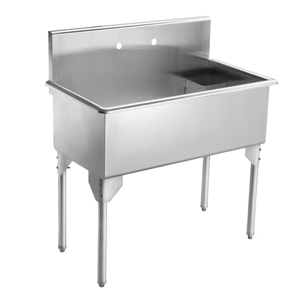 Whitehaus Pearlhaus Brushed Stainless Steel Large, Single Bowl Commerical Freestanding Utility Sink - WHLS3618-NP Whitehaus