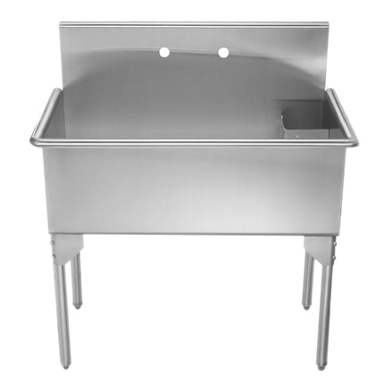 Whitehaus Pearlhaus Brushed Stainless Steel Large, Single Bowl Commerical Freestanding Utility Sink - WHLS3618-NP Whitehaus