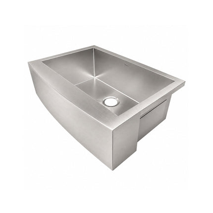 Whitehaus Noah'S Collection Brushed Stainless Steel Commercial Single Bowl Sink With An Arched Front Apron - WHNCMAP3021 Whitehaus
