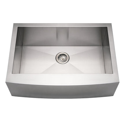 Whitehaus Noah'S Collection Brushed Stainless Steel Commercial Single Bowl Sink With An Arched Front Apron - WHNCMAP3021 Whitehaus
