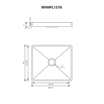 Noah Plus 10 gauge frame, Rectangular Brass Finish Above Mount Basin Set with center drain,WHNPL1578-B Whitehaus
