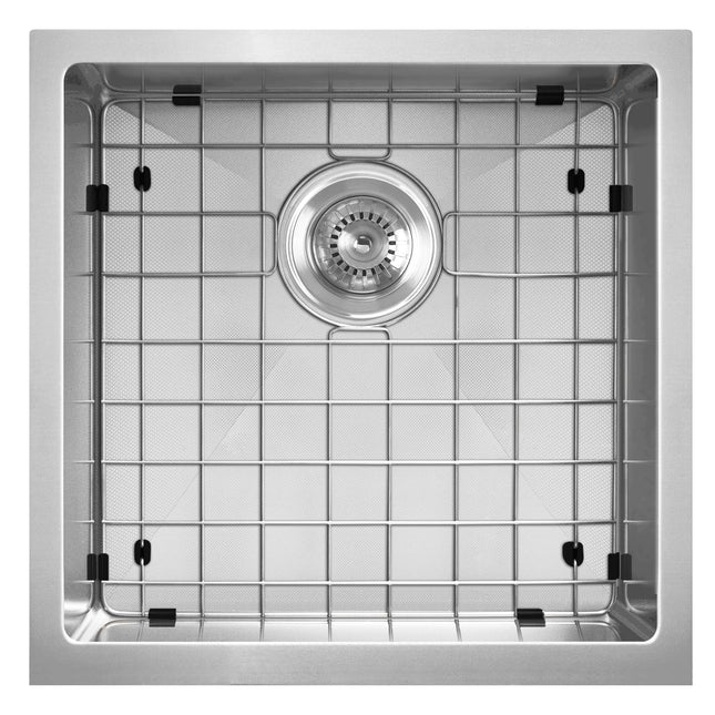 Noah Plus 16 gauge Single Bowl-Brushed Steel-Linen Textured Dual-Mount Sink Set,WHNPL1818-BSS Whitehaus