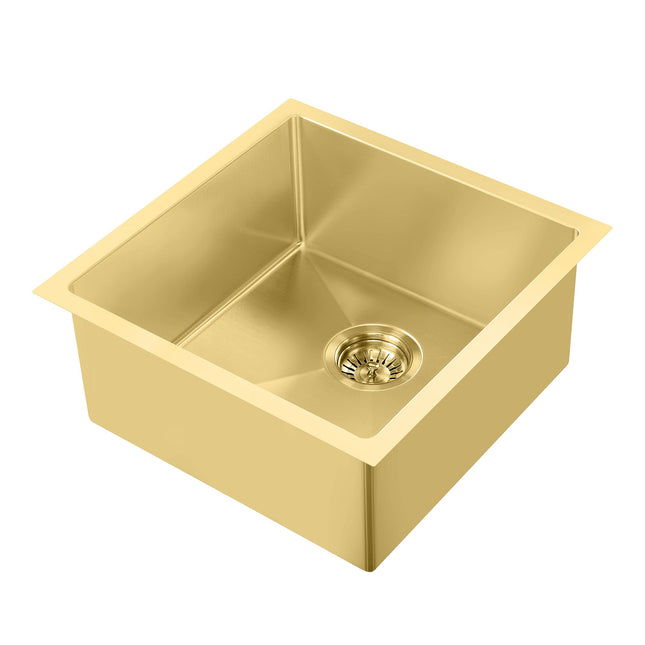 Noah Plus 16 gauge Single Bowl-Brass Finish- Linen Textured Dual-Mount Sink Set,WHNPL1818-B Whitehaus