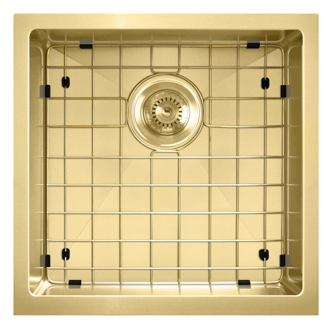Noah Plus 16 gauge Single Bowl-Brass Finish- Linen Textured Dual-Mount Sink Set,WHNPL1818-B Whitehaus