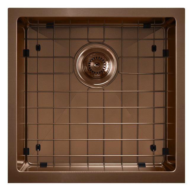 Noah Plus 16 gauge Single Bowl-Copper Finish- Linen Textured Dual-Mount Sink Set,WHNPL1818-CO Whitehaus