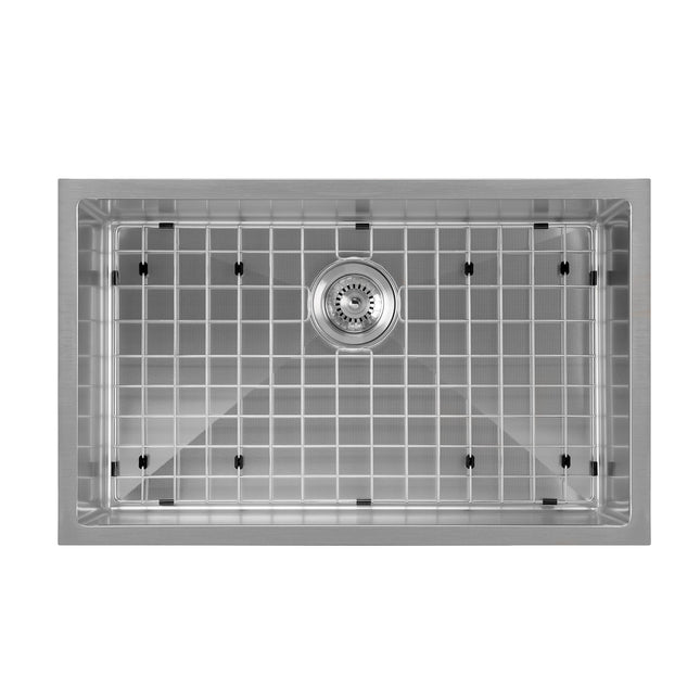 Noah Plus 16 gauge-Brushed Steel- Single Bowl Linen Textured Dual-Mount Sink Set,WHNPL2918-BSS Whitehaus