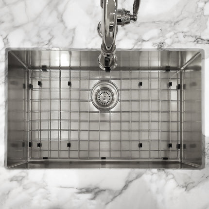 Noah Plus 16 gauge-Brushed Steel- Single Bowl Linen Textured Dual-Mount Sink Set,WHNPL2918-BSS Whitehaus