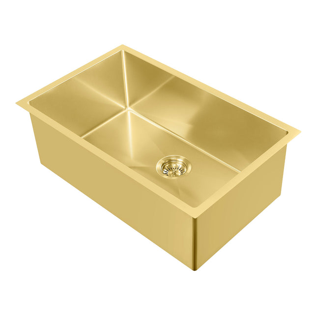 Noah Plus 16 gauge Single Bowl Linen Textured Dual-Mount Sink Set in Brass Finish,WHNPL2918-B Whitehaus