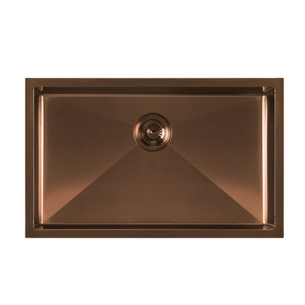 Noah Plus 16 gauge-Copper Finish- Single Bowl Linen Textured Dual-Mount Sink Set,WHNPL2918-CO Whitehaus