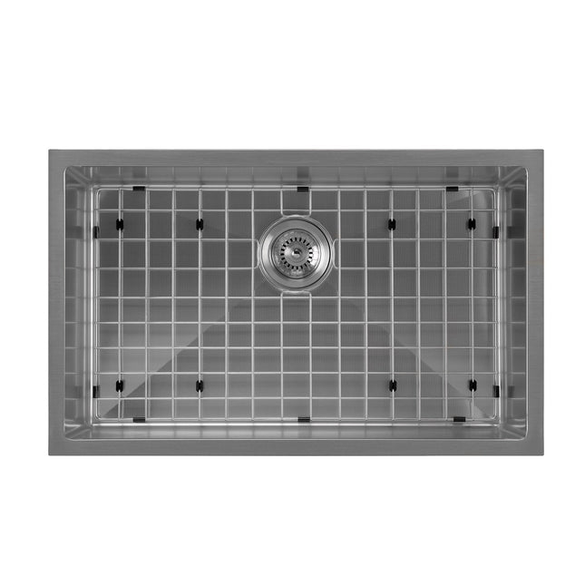 Noah Plus 16 gauge-Gun Metal Finish- Single Bowl Linen Textured Dual-Mount Sink Set,WHNPL2918-GM Whitehaus