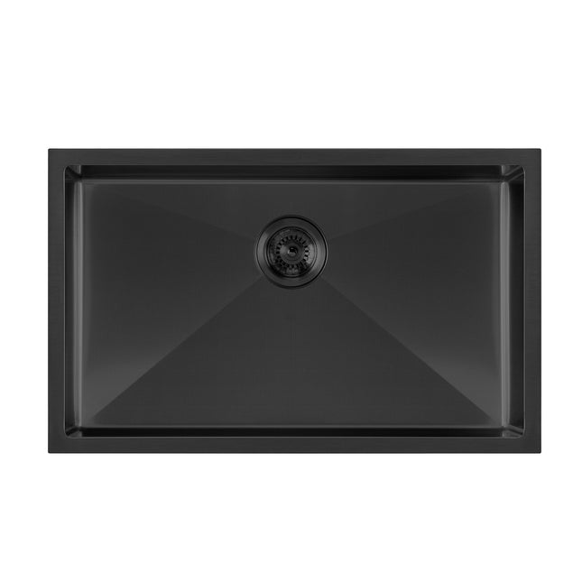 Noah Plus 16 gauge-Matte Black- Single Bowl Matte Textured Dual-Mount Sink Set,WHNPL2918-MBLK Whitehaus