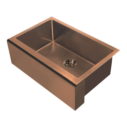 Whitehaus Noah Plus 16 gauge-Copper Finish- Single Bowl Undermount Sink Set with a seamless customized front Apron,WHNPL3020-CO Whitehaus