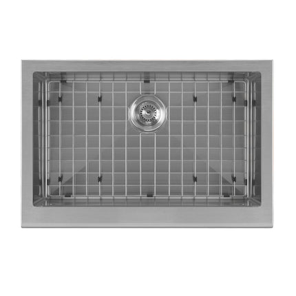 Whitehaus WHNPL3020-GM-Gun Metal Finish- Noah Plus 16 gauge Single Bowl Undermount Sink Set with a seamless customized front Apron Whitehaus