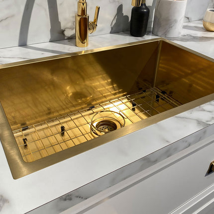 Whitehaus Noah Plus 16 Gauge Single Bowl Linen Textured Dual-Mount Sink Set - WHNPL3318-B Whitehaus
