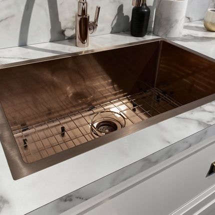 Whitehaus Noah Plus 16 Gauge Single Bowl Linen Textured Dual-Mount Sink Set - WHNPL3318-CO Whitehaus