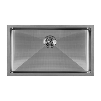 Whitehaus Noah Plus 16 Gauge Single Bowl Linen Textured Dual-Mount Sink Set - WHNPL3318-GM Whitehaus