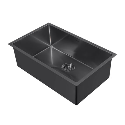 Whitehaus Noah Plus 16 Gauge Single Bowl Linen Textured Dual-Mount Sink Set - WHNPL3318-MBLK Whitehaus