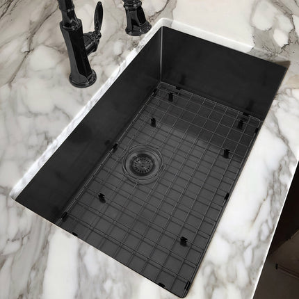 Whitehaus Noah Plus 16 Gauge Single Bowl Linen Textured Dual-Mount Sink Set - WHNPL3318-MBLK Whitehaus