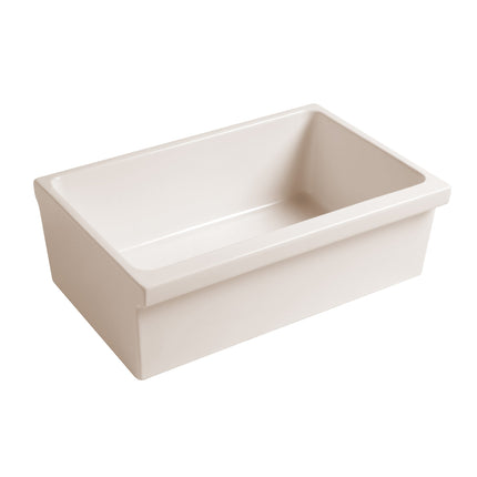 Whitehaus Farmhaus Fireclay Quatro Alcove Reversible Sink With A Fluted Front Apron And Decorative 2 1/2" Lip On One Side - WHQ330-BISCUIT Whitehaus