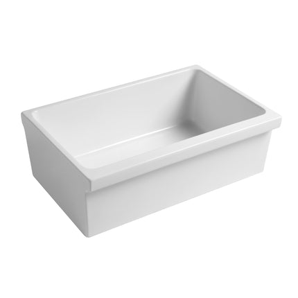 Whitehaus Farmhaus Fireclay Quatro Alcove Reversible Sink With A Fluted Front Apron And Decorative 2 1/2" Lip On One Side - WHQ330-WHITE Whitehaus