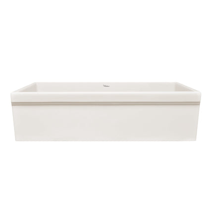 Whitehaus Farmhaus Fireclay Quatro Alcove Large Reversible Sink With Decorative 2 1/2" Lip On One Side - WHQ536-BISCUIT Whitehaus