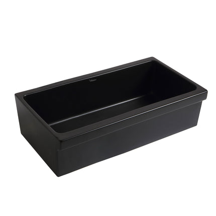 Whitehaus Farmhaus Fireclay Quatro Alcove Large Reversible Sink With Decorative 2 1/2" Lip On One Side - WHQ536-BLACK Whitehaus