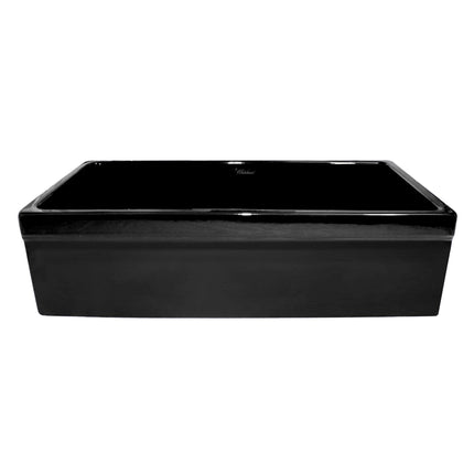 Whitehaus Farmhaus Fireclay Quatro Alcove Large Reversible Sink With Decorative 2 1/2" Lip On One Side - WHQ536-BLACK Whitehaus