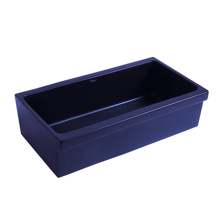 Whitehaus Farmhaus Fireclay Quatro Alcove Large Reversible Sink With Decorative 2 1/2" Lip On One Side - WHQ536-BLUE Whitehaus