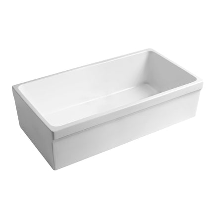 Whitehaus Farmhaus Fireclay Quatro Alcove Large Reversible Sink With Decorative 2 1/2" Lip On One Side - WHQ536-WHITE Whitehaus
