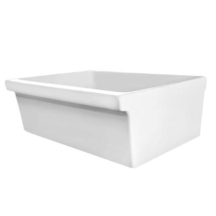 Whitehaus Farmhaus Fireclay Quatro Alcove Large Reversible Sink With Decorative 2 1/2" Lip On One Side - WHQ536-WHITE Whitehaus
