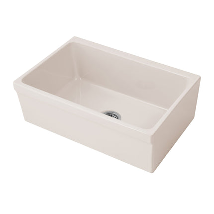Whitehaus Glencove Fireclay 30" Reversible Sink With Elegant Beveled Front Apron On One Side - WHQ5530-BISCUIT Whitehaus