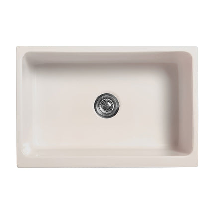 Whitehaus Glencove Fireclay 30" Reversible Sink With Elegant Beveled Front Apron On One Side - WHQ5530-BISCUIT Whitehaus