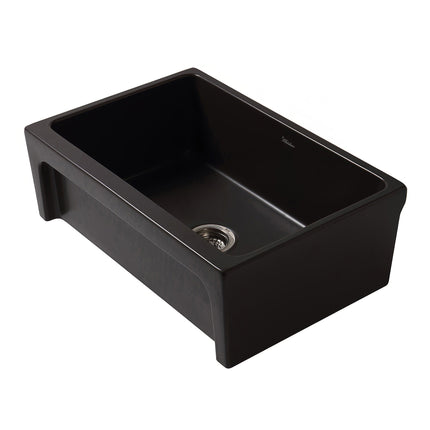 Whitehaus Glencove Fireclay 30" Reversible Sink With Elegant Beveled Front Apron On One Side - WHQ5530-BLACK Whitehaus