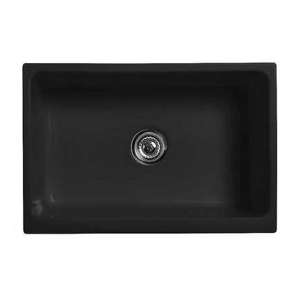 Whitehaus Glencove Fireclay 30" Reversible Sink With Elegant Beveled Front Apron On One Side - WHQ5530-BLACK Whitehaus