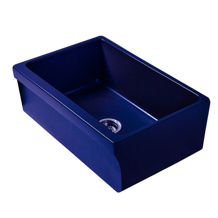 Whitehaus Glencove Fireclay 30" Reversible Sink With Elegant Beveled Front Apron On One Side - WHQ5530-BLUE Whitehaus