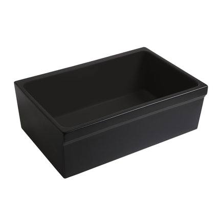 Whitehaus Glencove 30" Reversible Matte Kitchen Fireclay Sink With Elegant Beveled Front Apron On One Side - WHQ5530-M-BLACK Whitehaus