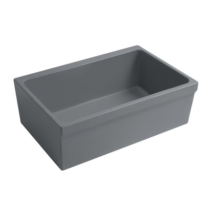 Whitehaus Glencove 30" Reversible Matte Kitchen Fireclay Sink With Elegant Beveled Front Apron On One Side - WHQ5530-M-CEMENT Whitehaus