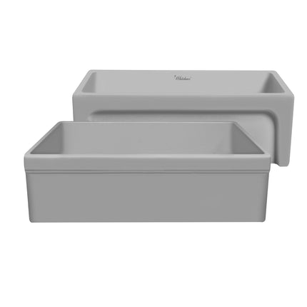 Whitehaus Glencove 30" Reversible Matte Kitchen Fireclay Sink With Elegant Beveled Front Apron On One Side - WHQ5530-M-LIGHTCEMENT Whitehaus