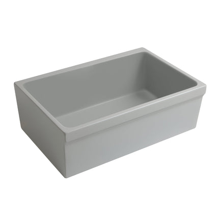 Whitehaus Glencove 30" Reversible Matte Kitchen Fireclay Sink With Elegant Beveled Front Apron On One Side - WHQ5530-M-LIGHTCEMENT Whitehaus