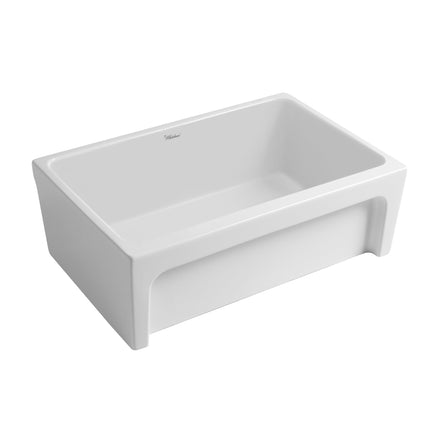 Whitehaus Glencove 30" Reversible Matte Kitchen Fireclay Sink With Elegant Beveled Front Apron On One Side - WHQ5530-M-WHITE Whitehaus